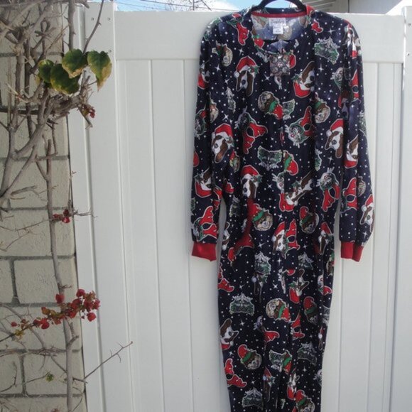 Wembley One-Piece Palmas Men's L-XL Blue Christmas Cats-Dogs - Picture 2 of 6